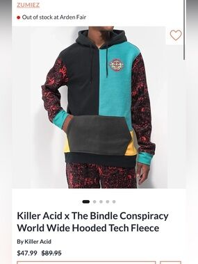Killer Acid Colorblock Hooded Tech Zumiez Fleece Hoodie - Black, Teal & Red